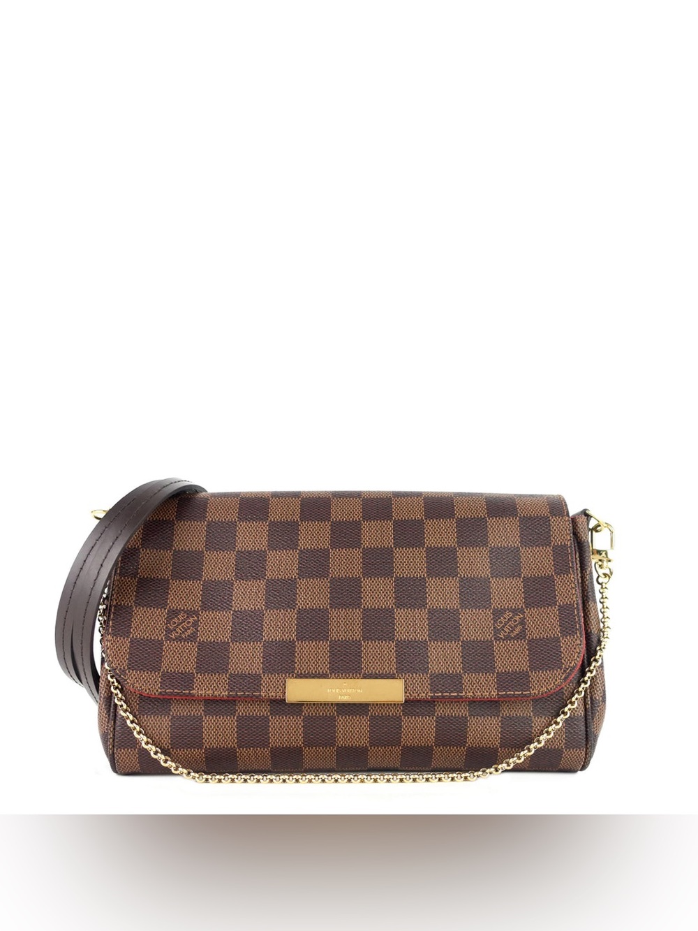 Louis Vuitton Favorite MM Brown Damier Ebene Chain Clutch Wallet- Discontinued